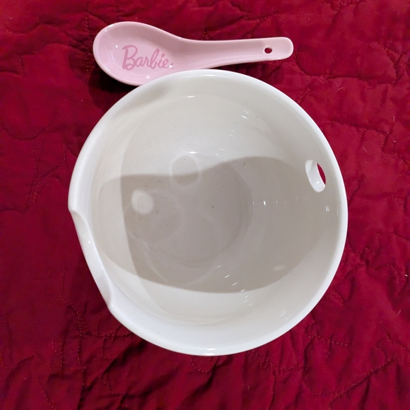 1959 Barbie Ramen Pink and White Bowl with Spoon - Picture 3 of 5
